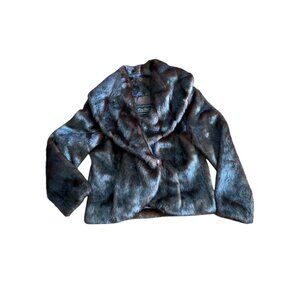 Terry Lewis Classic Luxuries Brown Faux Fur Jacket XS Womens Winter Coat